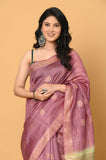 Purple Green Tussar Saree