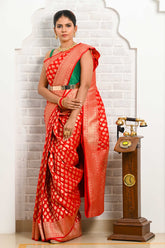Red Golden Booti Soft Silk Banarasi Saree
