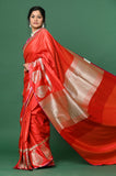 Red Soft Silk Banarasi Saree with Big Border