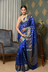 Royal Blue Dupion Silk Banarasi Saree