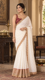 White Red Georgette Saree