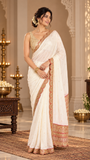OffWhite Georgette Weaving Saree