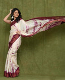 White Wine Tussar Shibori Saree