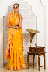 Yellow Banarasi Silk Saree