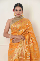 Yellow Dupion Silk Banarasi Saree