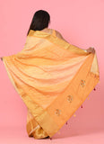 Yellow Moonga Silk Lehariya Designer Saree