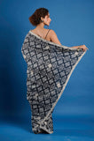 Black and White Crepe Handwork Designer Saree