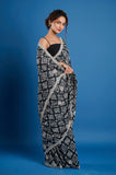 Black and White Crepe Handwork Designer Saree