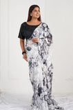 Black and White Korean Braso Designer Saree