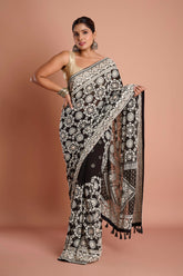 Black Chikankari Georgette Handwork Designer Saree