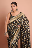 Black Gold and White Polka Georgette Saree