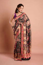 Black Pashmina Silk Saree