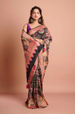 Black Pashmina Silk Saree