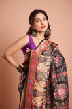 Black Pashmina Silk Saree