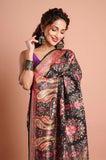 Black Pashmina Silk Saree