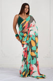 Black Printed Bamber Crepe Designer Saree