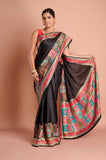 Black Satin Weaving Saree