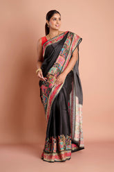 Black Satin Weaving Saree
