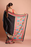 Black Satin Weaving Saree