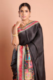 Black Satin Weaving Saree