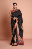 Black Semi Tussar Weaved Saree