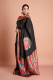 Black Semi Tussar Weaved Saree