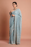 Blue Chikankari Georgette Handwork Designer Saree