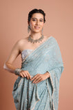 Blue Chikankari Georgette Handwork Designer Saree