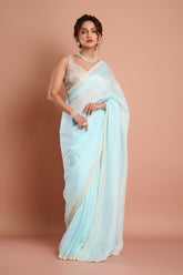 Blue HO Silk Moti Work Designer Saree
