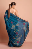 Blue Kantha Work Semi Tussar Saree