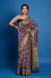 Blue Pure Chanderi Digital Print Saree