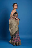 Blue Pure Chanderi Digital Print Saree