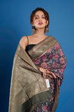 Blue Pure Chanderi Digital Print Saree
