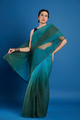 Blue Shaded Organza Saree