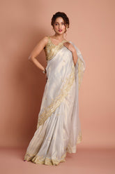 Blue Tissue Handwork Designer Saree