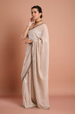 Cream Sequins Georgette Designer Saree