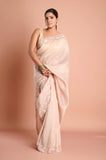 Cream Onex Tissue Hand Work Designer Saree
