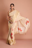 Golden Tissue Applique Handwork Saree