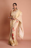 Golden Tissue Applique Handwork Saree