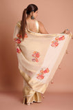 Golden Tissue Applique Handwork Saree