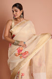 Golden Tissue Applique Handwork Saree