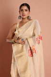 Golden Tissue Applique Handwork Saree
