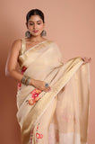 Golden Tissue Applique Handwork Saree