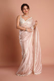 Pink Tissue Handwork Designer Saree