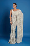 Gray Chikankari Georgette Handwork Designer Saree