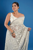 Gray Chikankari Georgette Handwork Designer Saree
