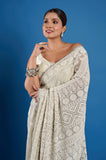 Gray Chikankari Georgette Handwork Designer Saree