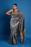 Gray Pure Chanderi Digital Print Saree