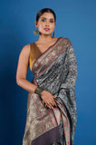 Gray Pure Chanderi Digital Print Saree