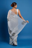 Gray Tissue Handwork Designer Saree